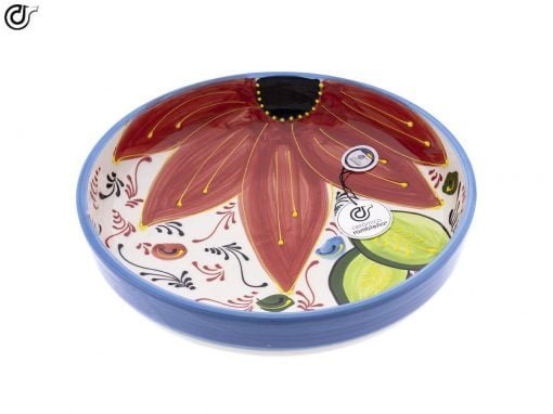 comprar-ensaladera-bol-decorado-azul-flor-roja-modelo-08-02
