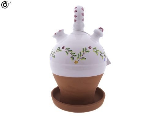 comprar-botijo-decorado-asa-redonda-base-vuelta-cenefa-verde-rosa-Modelo-D08-03