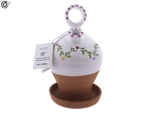 comprar-botijo-decorado-asa-redonda-base-vuelta-cenefa-verde-rosa-Modelo-D08-04
