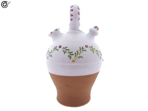 comprar-botijo-decorado-asa-redonda-base-vuelta-cenefa-verde-rosa-Modelo-D08-08