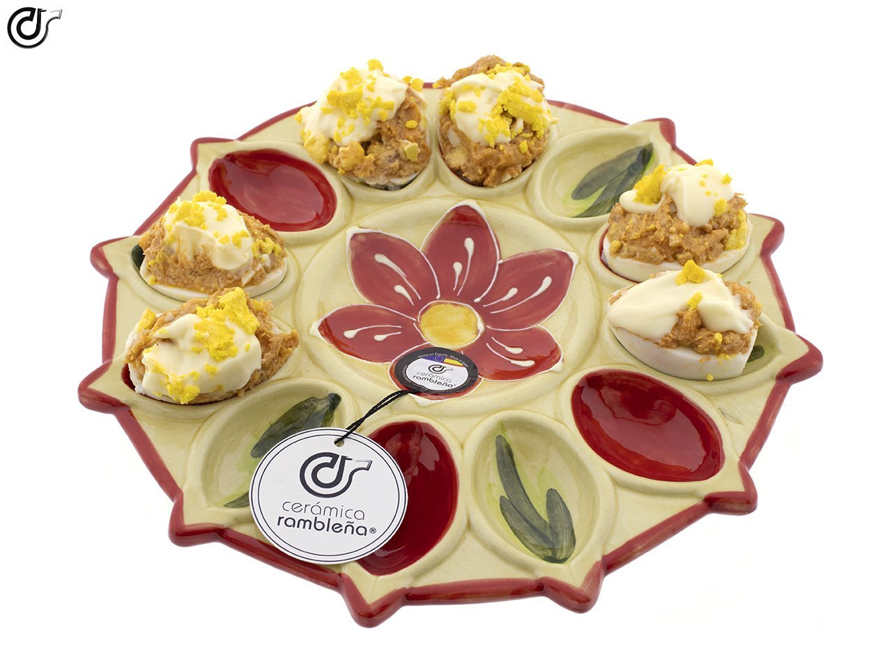 Plato para servir huevos rellenos de flores de primavera de China georgiana  fabricado en Estados Unidos. -  España